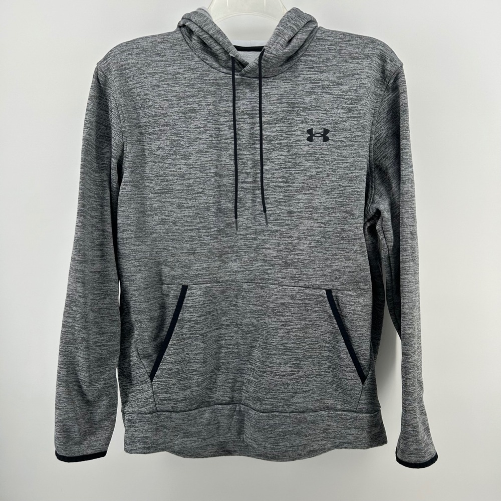 Under Armour Hoodie Mens Large Gray ColdGear Fleece Pullover 1357086 Space Dye